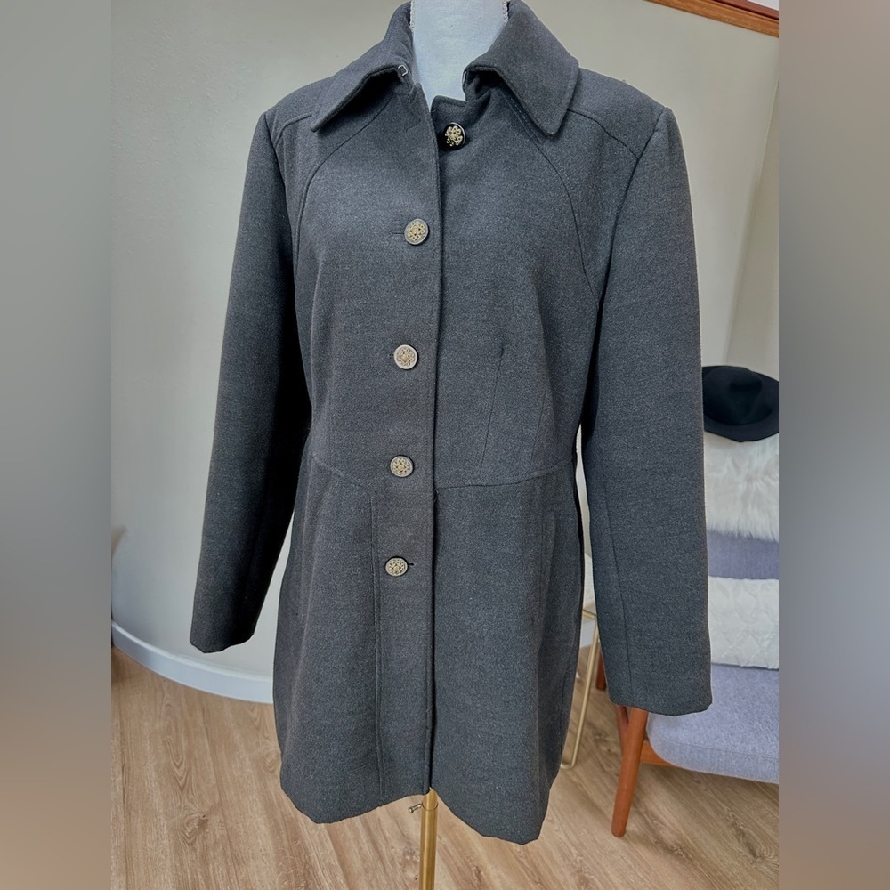 Jessica Simpson Dark Grey Lined Military Mid length Coat